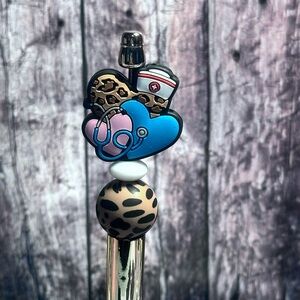 Leopard and Blue Heart Stethoscope Pen